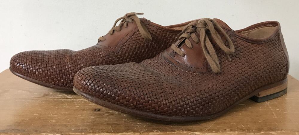 Clarks Woven Brown Leather Soles Mens Dress Shoes Oxfords 9.5 M 42.5